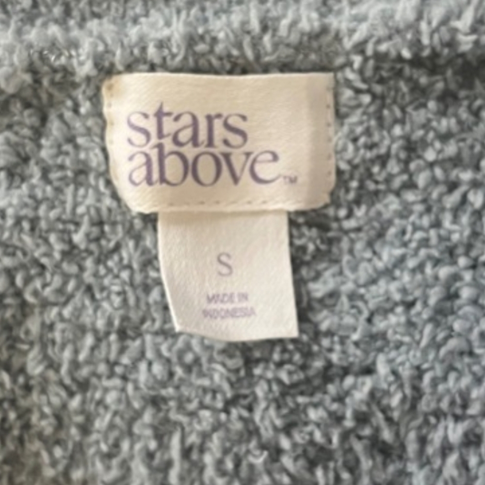 Stars Above Cozy Tank Top, Cropped Fuzzy Baby Blue Lounge/ Pajama Shirt, S/ Med - Picture 4 of 6